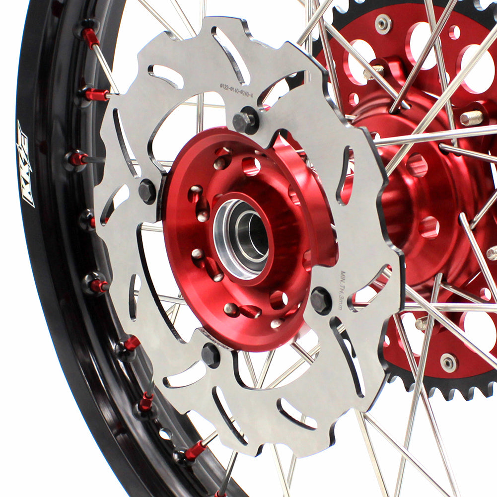 KKE 21&18 21&19 Wheels Set for HONDA XR650R 2000-2008 Red Nipple Discs