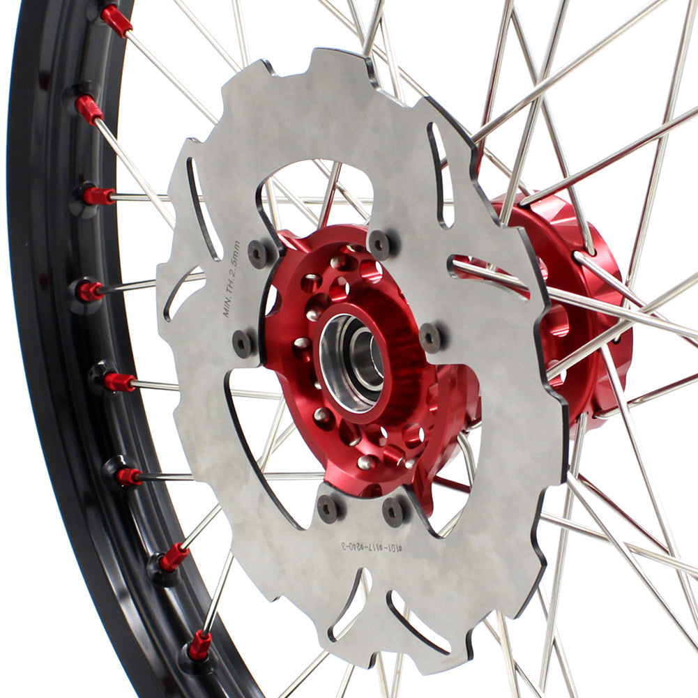 KKE 21&18 21&19 Wheels Set for HONDA XR650R 2000-2008 Red Nipple Discs