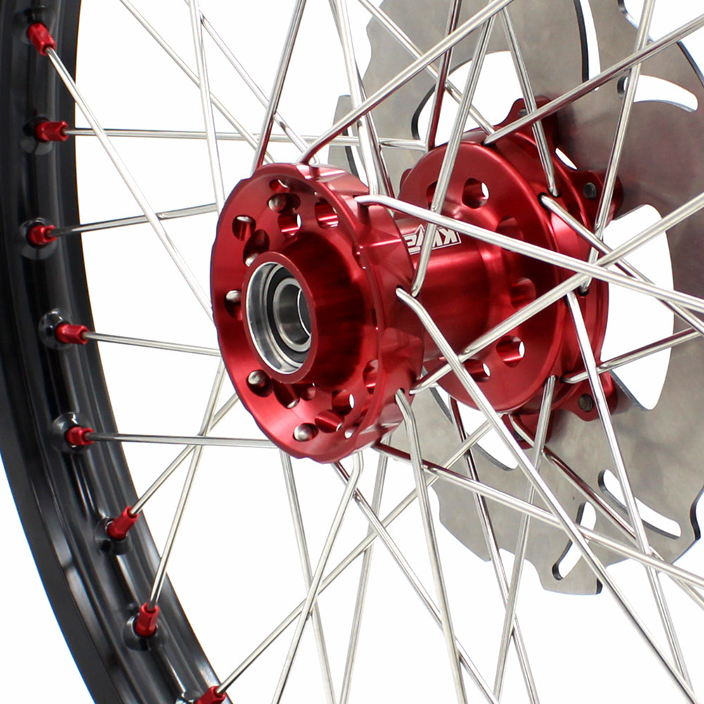 KKE 21&18 21&19 Wheels Set for HONDA XR650R 2000-2008 Red Nipple Discs