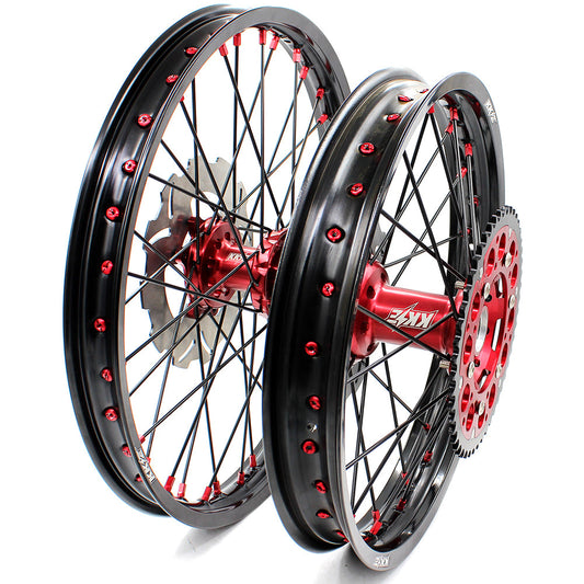 KKE 21/18 21/19 CNC MX Wheels Set For Honda XR400R 1996-2004 XR600R 1991-2000 Black Spokes - Howling Moto
