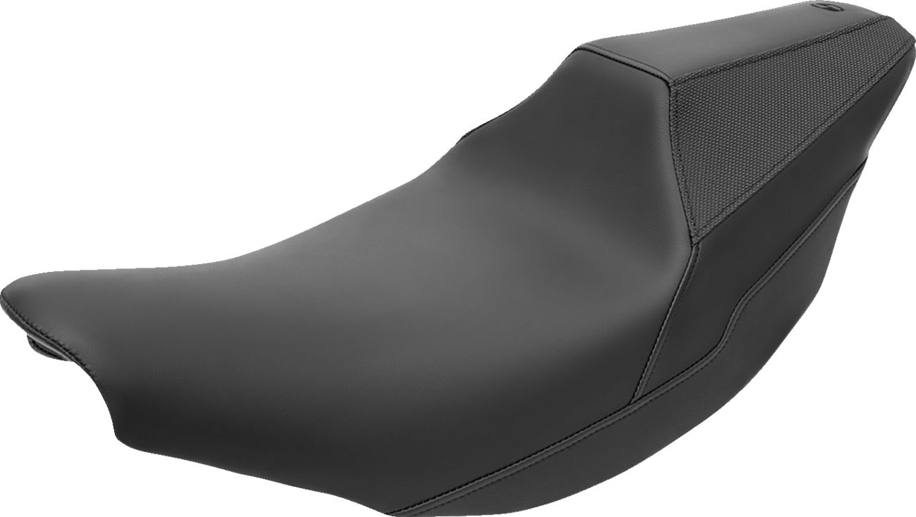 Black Saddlemens Carey Hart Signature Series motorcycle seat with black stitching for Indian models 2014-2023, by Bill's Exhausts.