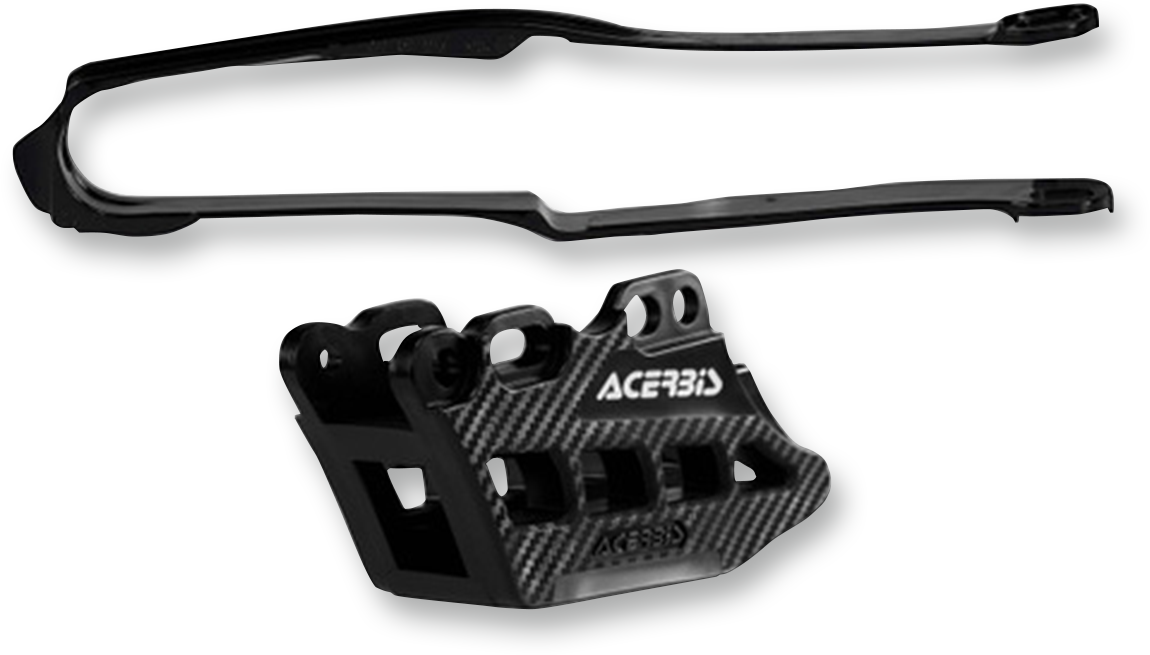 A black ACERBIS Chain Guide 2.0 and Slider Kit for Honda CRF250R motorcycle, mounted on the bike's body.