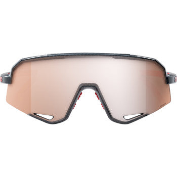 Bill's Exhausts 100% Slendale sunglasses with gloss carbon fiber frame and HiPER Crimson Silver lenses, stylish and modern eyewear