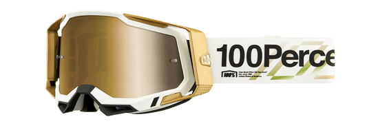 Bill's Exhausts 100% Racecraft 2 Goggles in Succession True Gold Mirror with tinted lenses for racing or motocross use