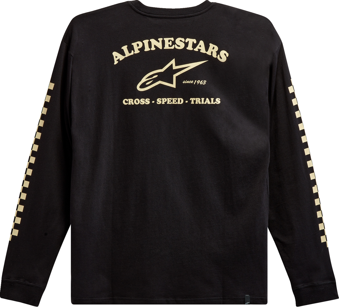 Black ALPINESTARS Sunday long-sleeve T-shirt in 2XL, featuring a classic design and comfortable fit, branded by Bill's Exhausts.