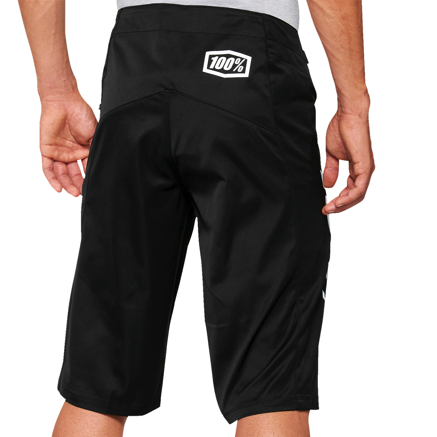 Black 100% R-Core Shorts by Bill's Exhausts, US size 32, displayed flat with fabric and stitching details.