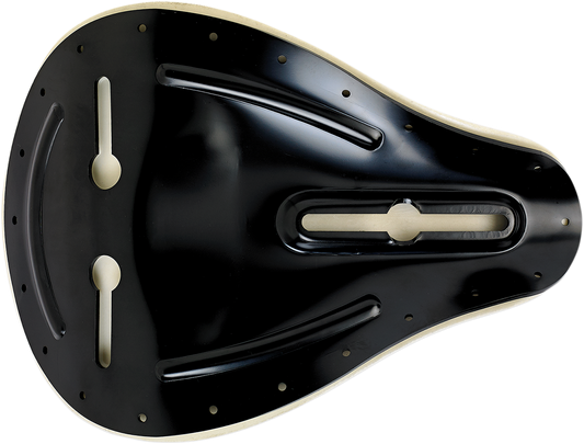 Uncovered BILTWELL Midline Seat Pan foam seat for motorcycles, shown without cover, designed for custom bike builds.