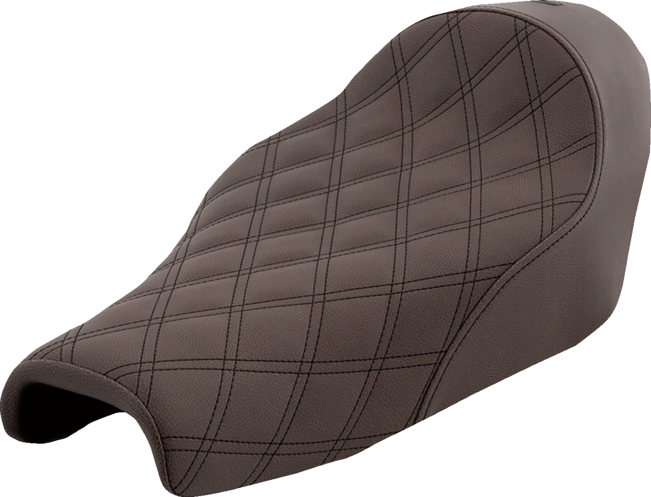 Brown SADDLEMEN Renegade Solo Seat with lattice stitching, designed for XL bikes, featuring comfortable seat design and detailed stitching.