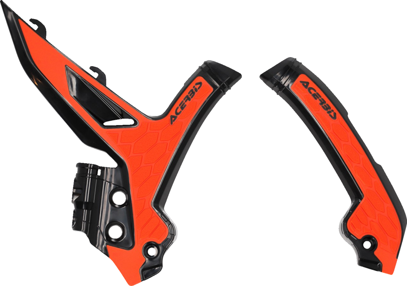 Acerbis X-Grip KTM frame guards in orange and black OEM style, designed to protect motorcycle body frames.