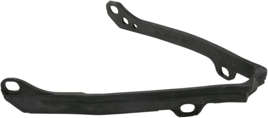 A black Acerbis chain slider for Yamaha motorcycles, designed to protect the chain and swingarm from wear and damage.