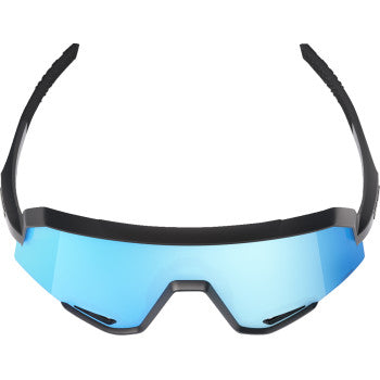 Bill's Exhausts Slendale sunglasses in matte black with HiPER blue lenses, stylish eye protection with modern design.