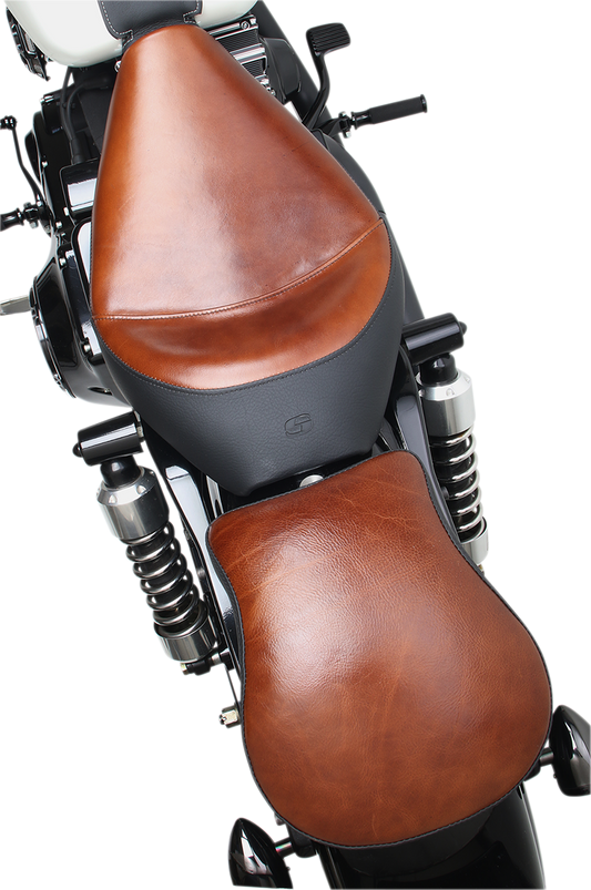 Contoured SADDLEMEN Lariat Pad seat by Bill's Exhausts, 9-inch saddle seat with detailed stitching and padding for comfort.