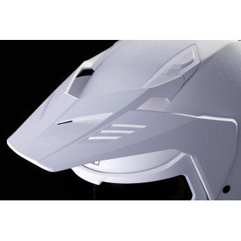 White ICON Elsinore™ helmet in large size with sleek design, featuring the Monotype pattern and clear visor, by Bill's Exhausts.