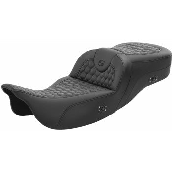 Bill's Exhausts SADDLEMEN RoadSofa™ seat in honeycomb pattern, heated, extended reach, without backrest for FL motorcycles 2008-2023