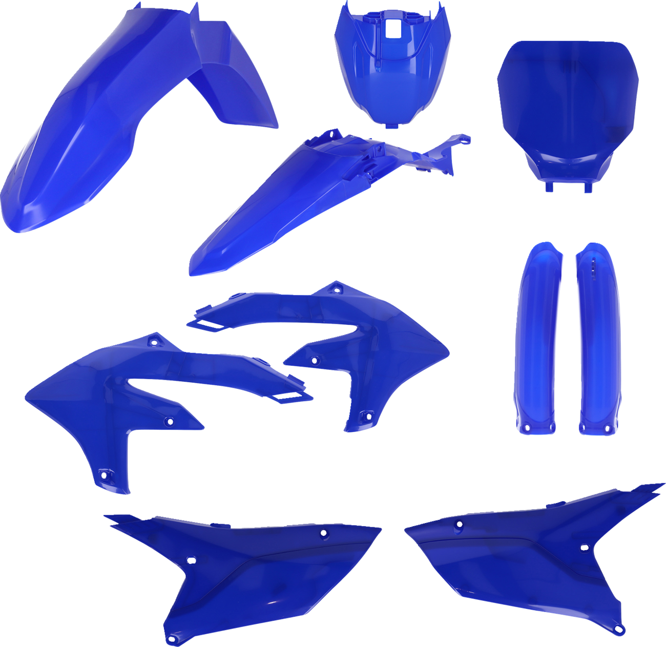 A blue ACERBIS full replacement body kit for Yamaha YZ450F 2023 motorcycle, featuring sleek plastic panels and aerodynamic design.