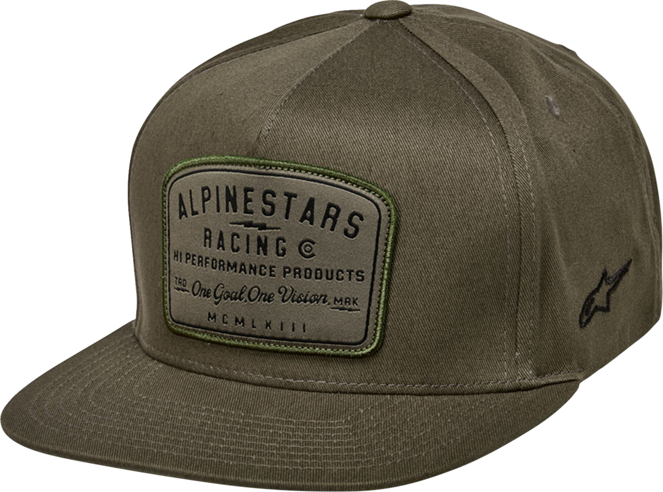 Black ALPINESTARS Region hat with military design and adjustable fit, featuring a branded logo on the front.