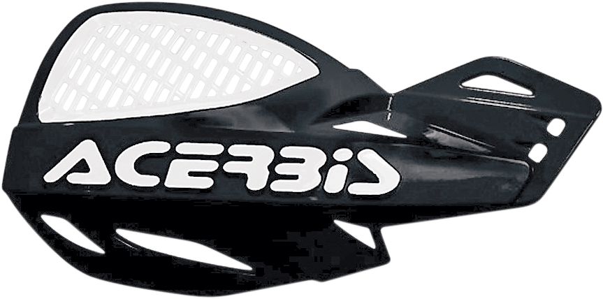 Acerbis Uniko vented black handguards for motorcycles, featuring a sleek design and durable construction.
