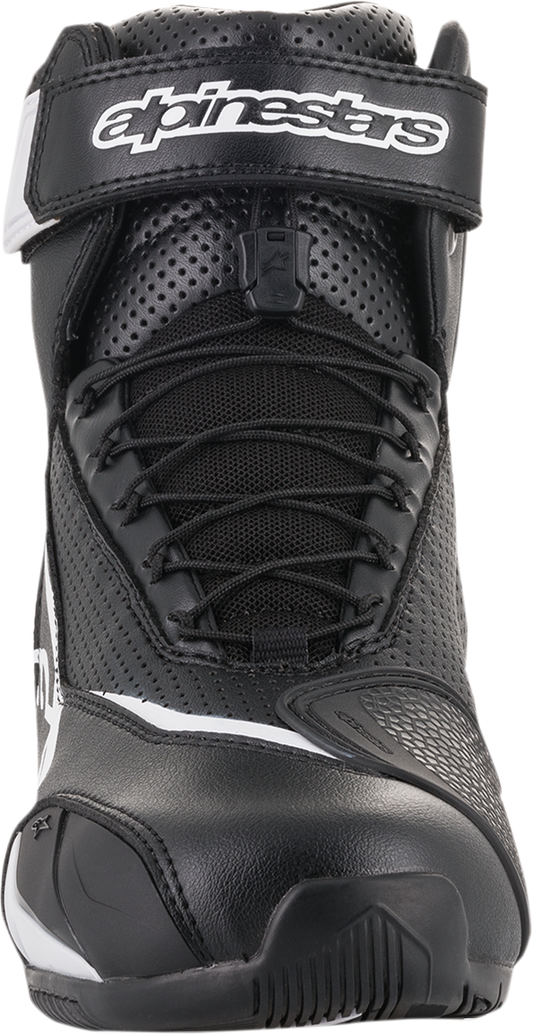 Alpinestars SP-1 v2 vented riding shoes in black and white, US 11.5, EU 46, featuring protective design and breathable vents.
