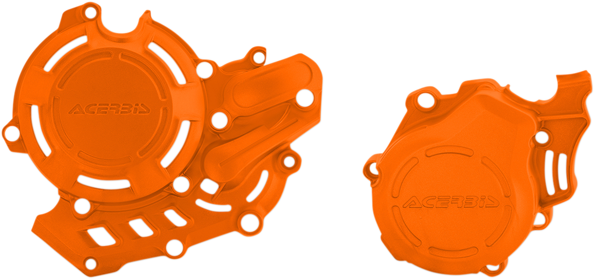 Orange Acerbis X-Power body cover kit for KTM and Husqvarna motorcycles, designed for durability and style.