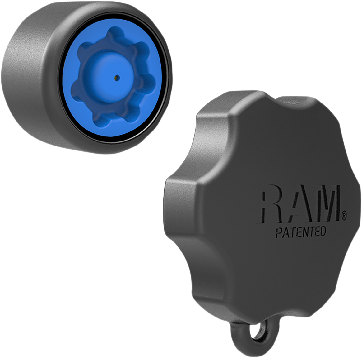 RAM MOUNTS Pin-Lock Knob 1-inch engine component by Bill's Exhausts, showing a metal knob with locking mechanism.