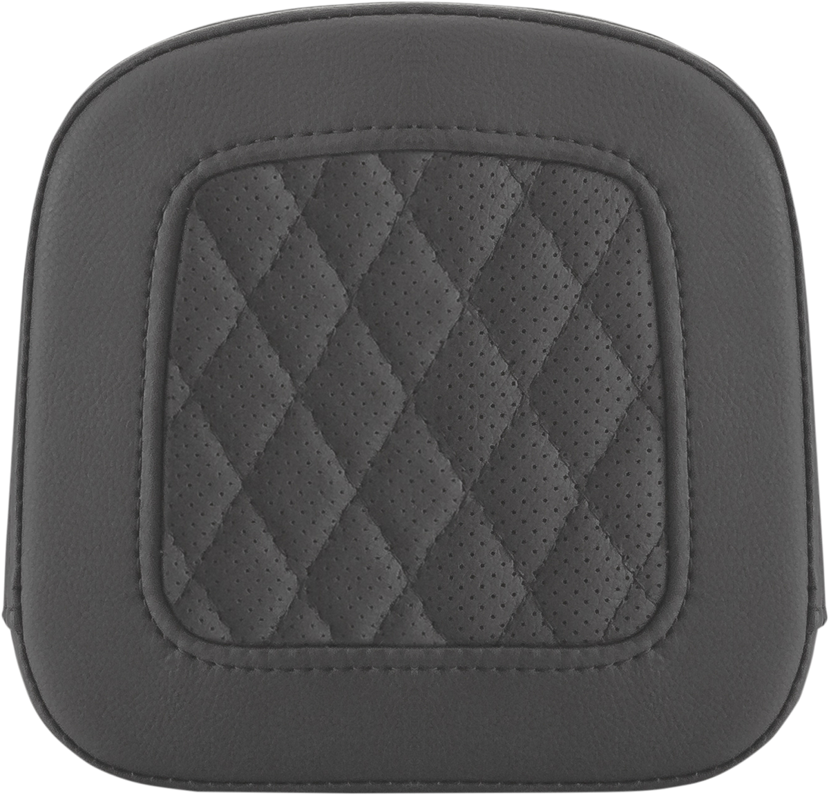 Black Saddlemens Sissy Bar Pad with lattice stitching for Harley FL models 1999-2023, designed for comfort and style.
