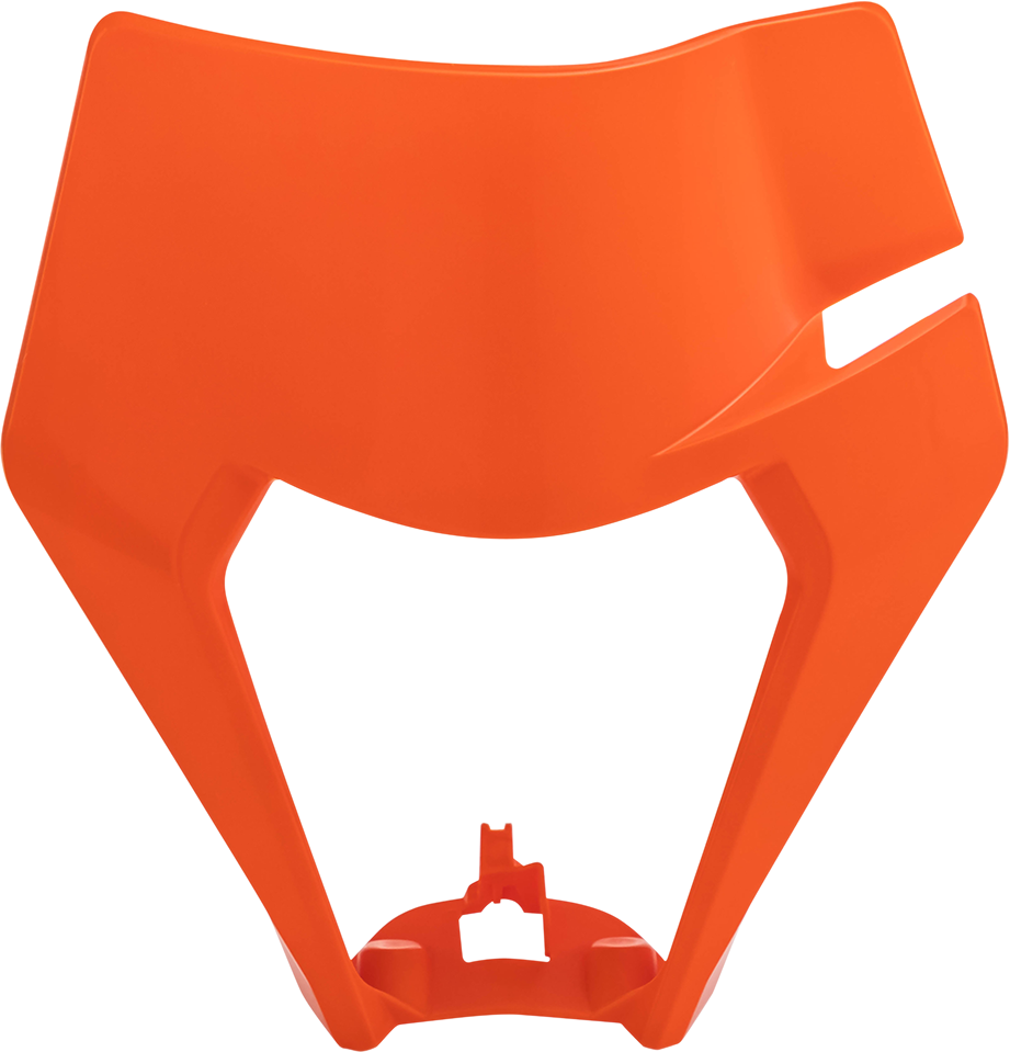 Acerbis orange headlight mask for motorcycle body, featuring the '16 model with sleek design and vibrant orange color.