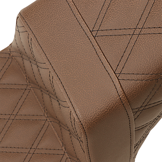 Brown SADDLEMEN Step Up Seat with full lattice design for Scout Bobber I18-33-175BR, featuring a durable motorcycle seat.