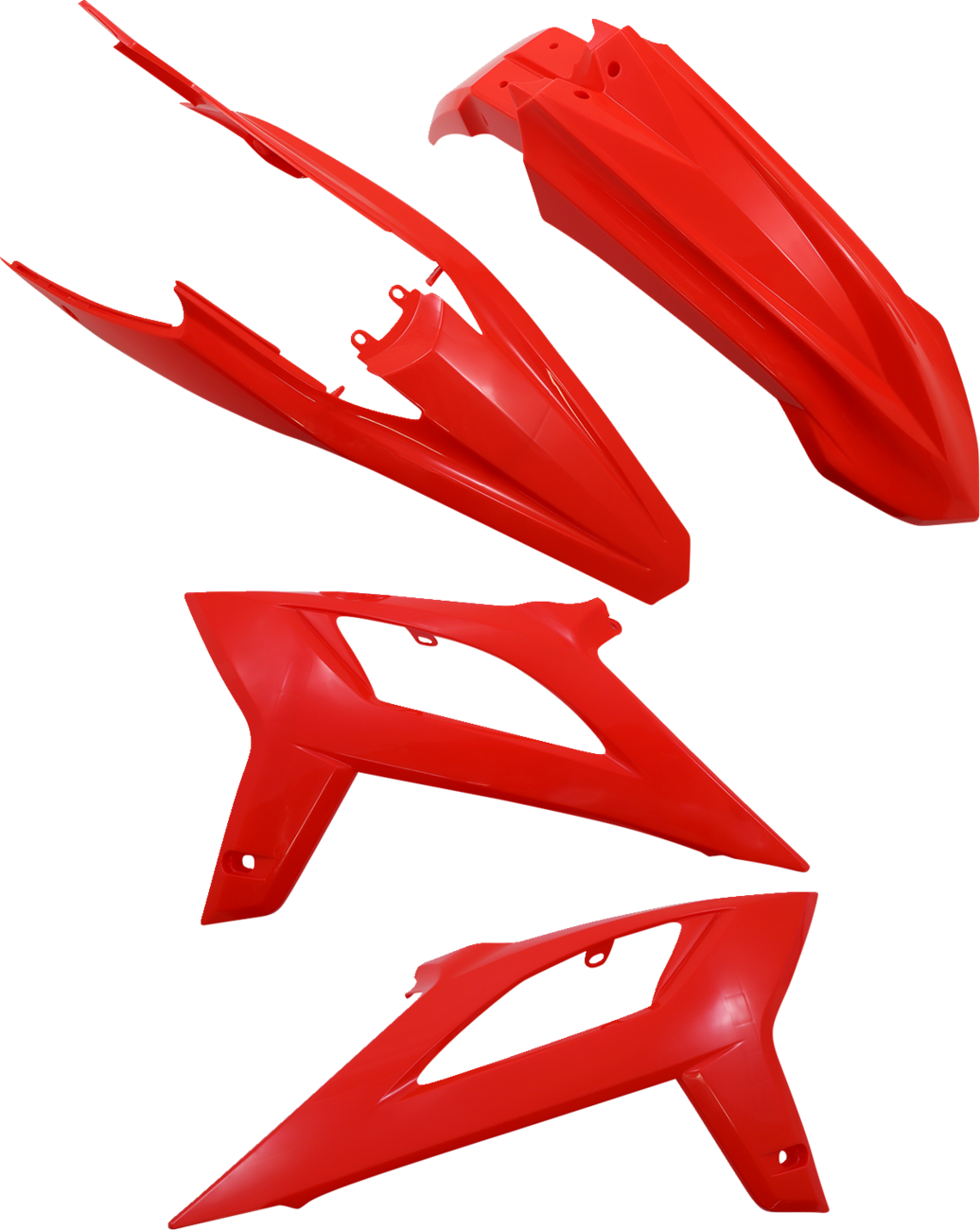 Red ACERBIS standard replacement body kit with sleek design for motorcycle, featuring precise fit and vibrant color.