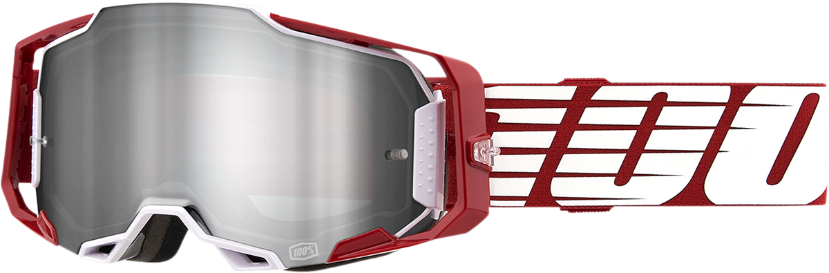 100% Armega Goggles - Oversized Deep Red - Flash Silver 50005-00009 - Howling Moto