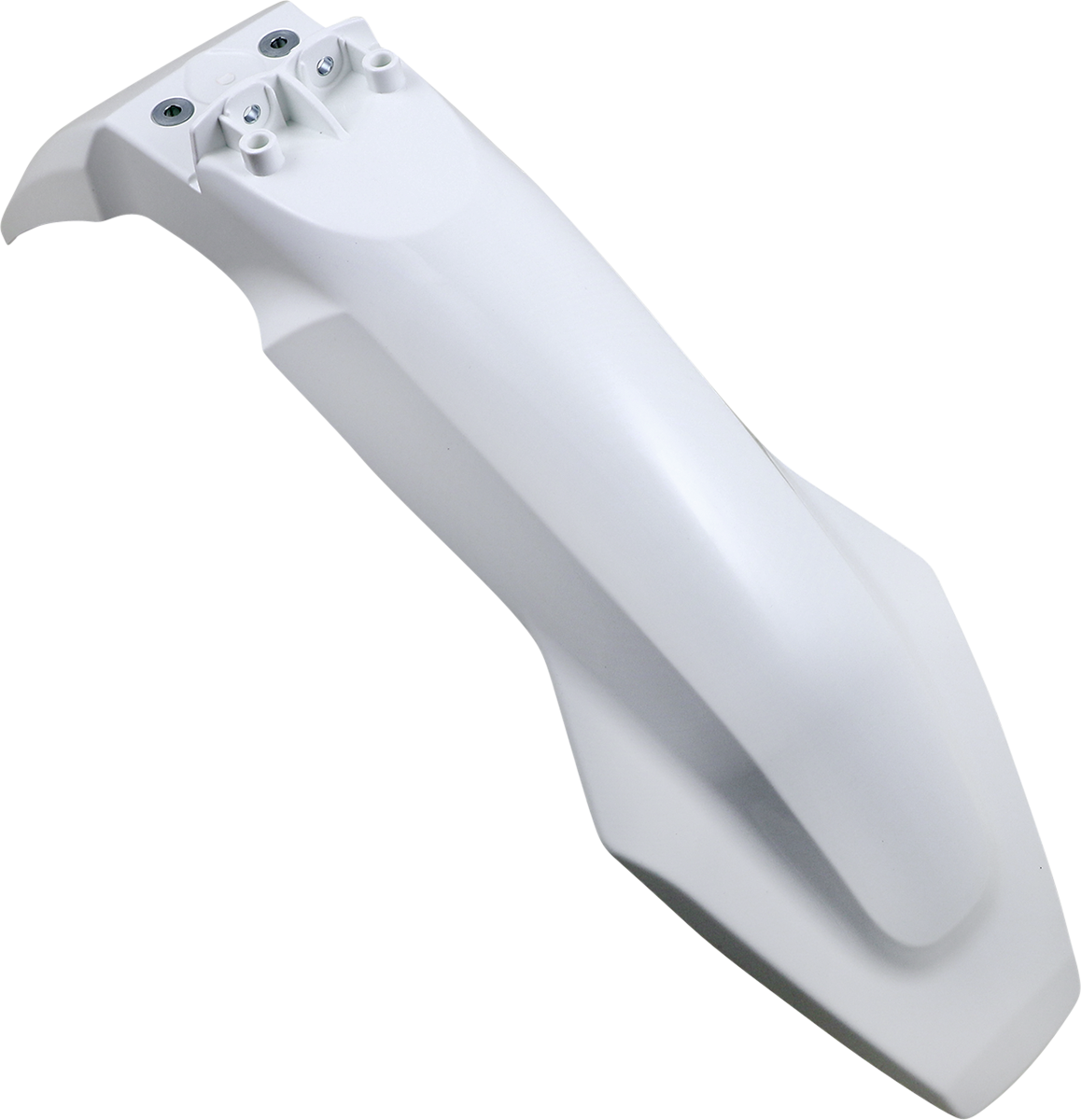 Acerbis white front fender for motorcycle, made of durable body material, designed for motorcycle protection and style.