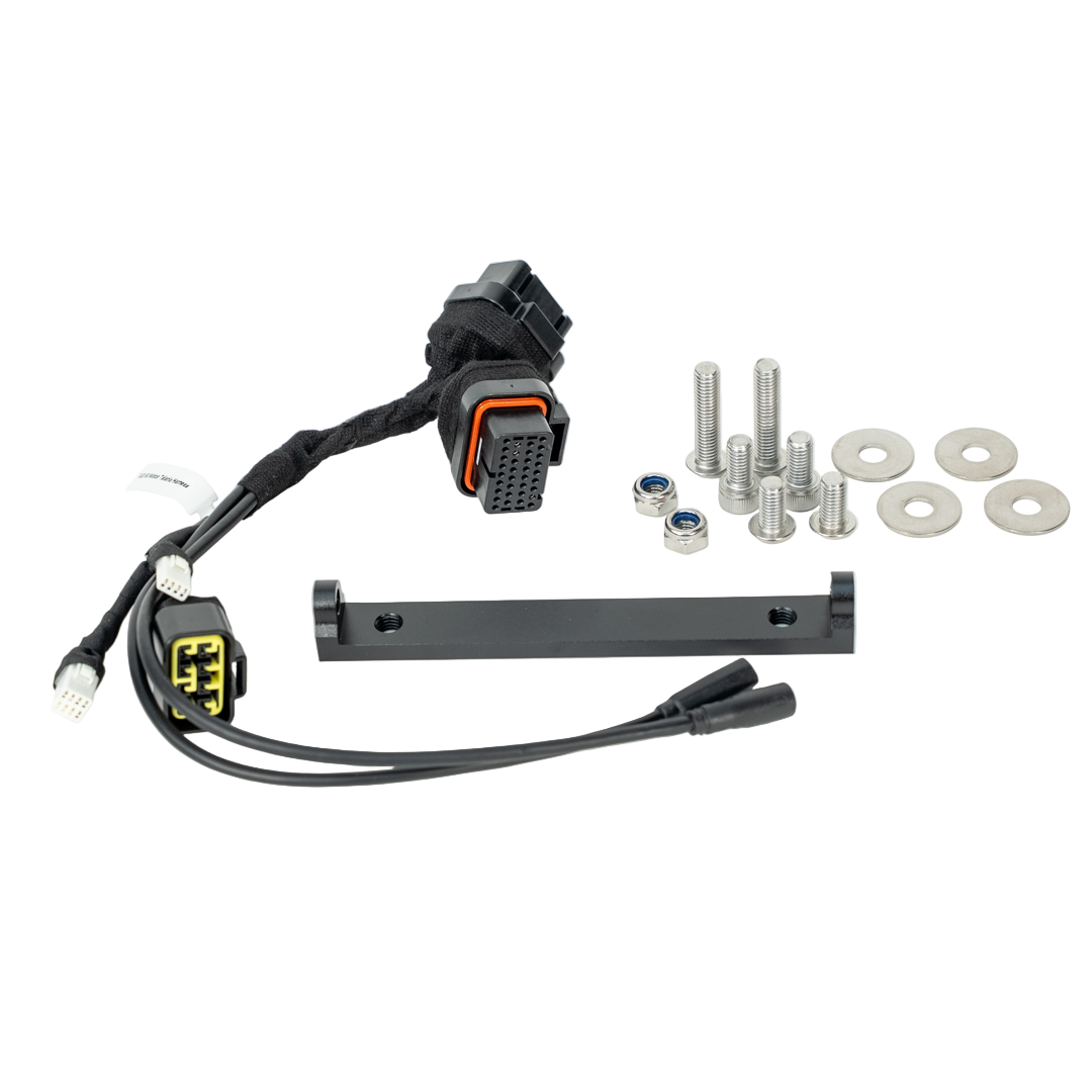 EBMX XLB-60 Talaria XXX mount and harness set for X-9000-V3 controller by Charged Powersports, shown with mounting hardware.