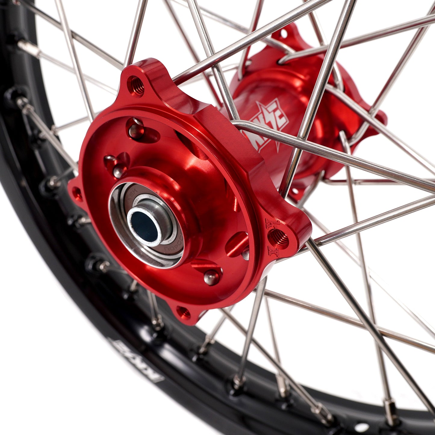 KKE 19 & 16 Spoked Kid's Wheels Rims Set for Kawasaki KX80 KX85 KX100 Red Hubs - Howling Moto