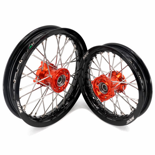 KKE 12/10 Small Kid's Wheels For KTM SX50 2024-2025 Mini Dirtbikes Orange Hub - Howling Moto