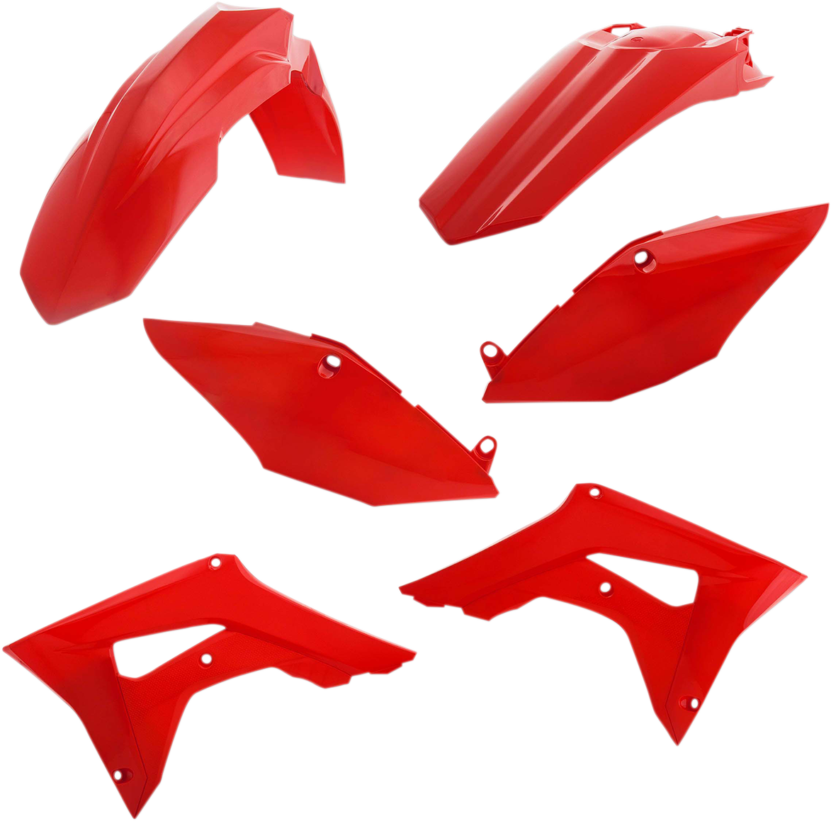 Red Acerbis standard replacement body kit for motorcycles, featuring sleek body panels designed for easy installation.