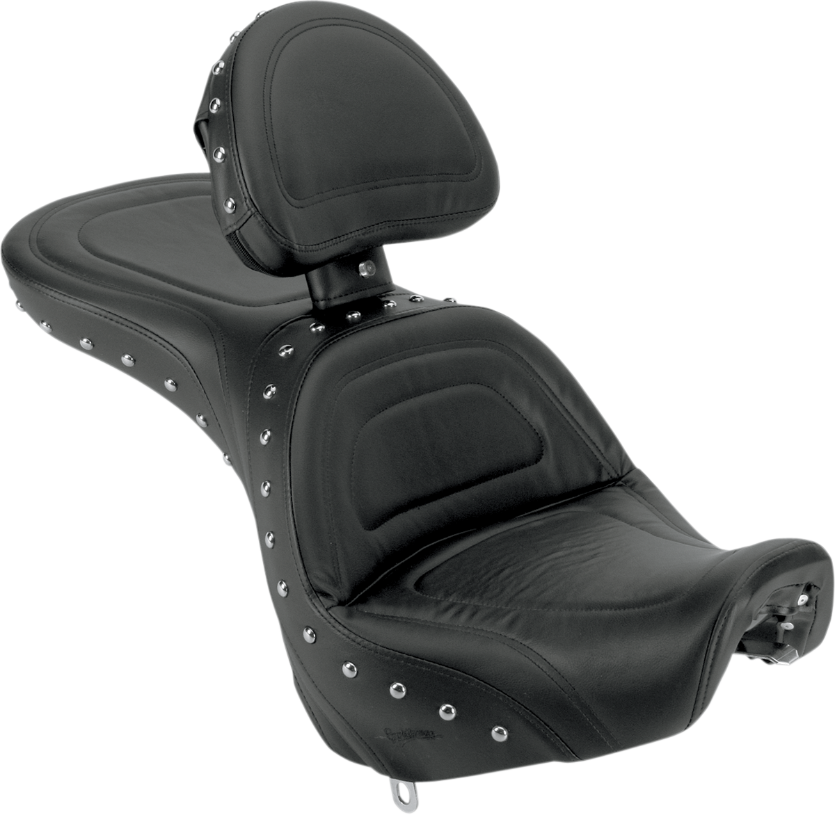SADDLEMEN Explorer Special Seat with backrest for FXSTD motorcycle, featuring durable design and comfortable padding from Bill's Exhausts.