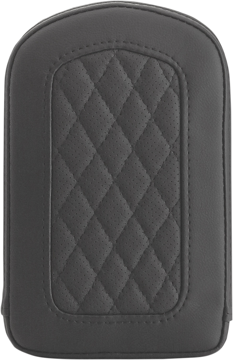 Black SADDLEMEN Sissy Bar Pad with lattice stitching, designed for seats on motorcycle bikes.