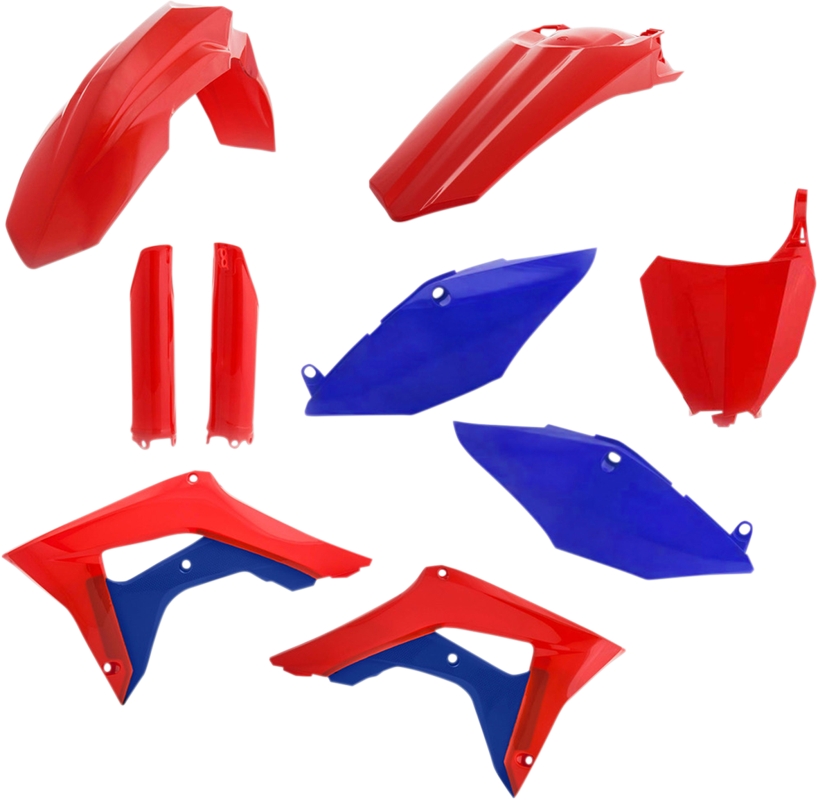 Acerbis Patriot full replacement body kit for motorcycles, featuring sleek, durable plastic body panels in vibrant design.