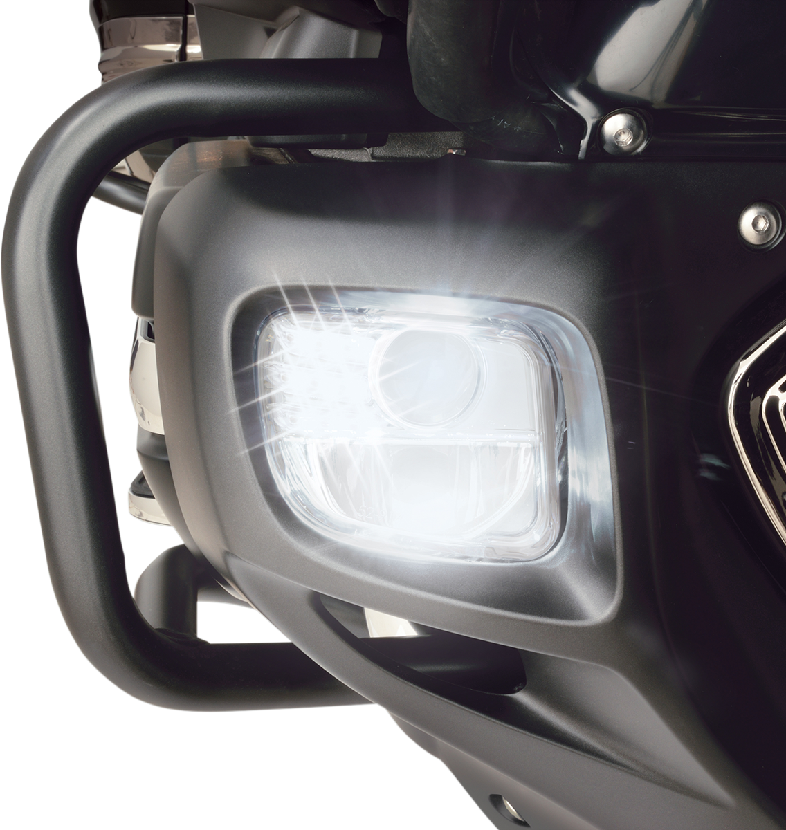 Bill's Exhausts Show Chrome LED Fog Lights Kit for 2012-2017 Honda Gold Wing GL1800, featuring chrome finish and LED fog lights.