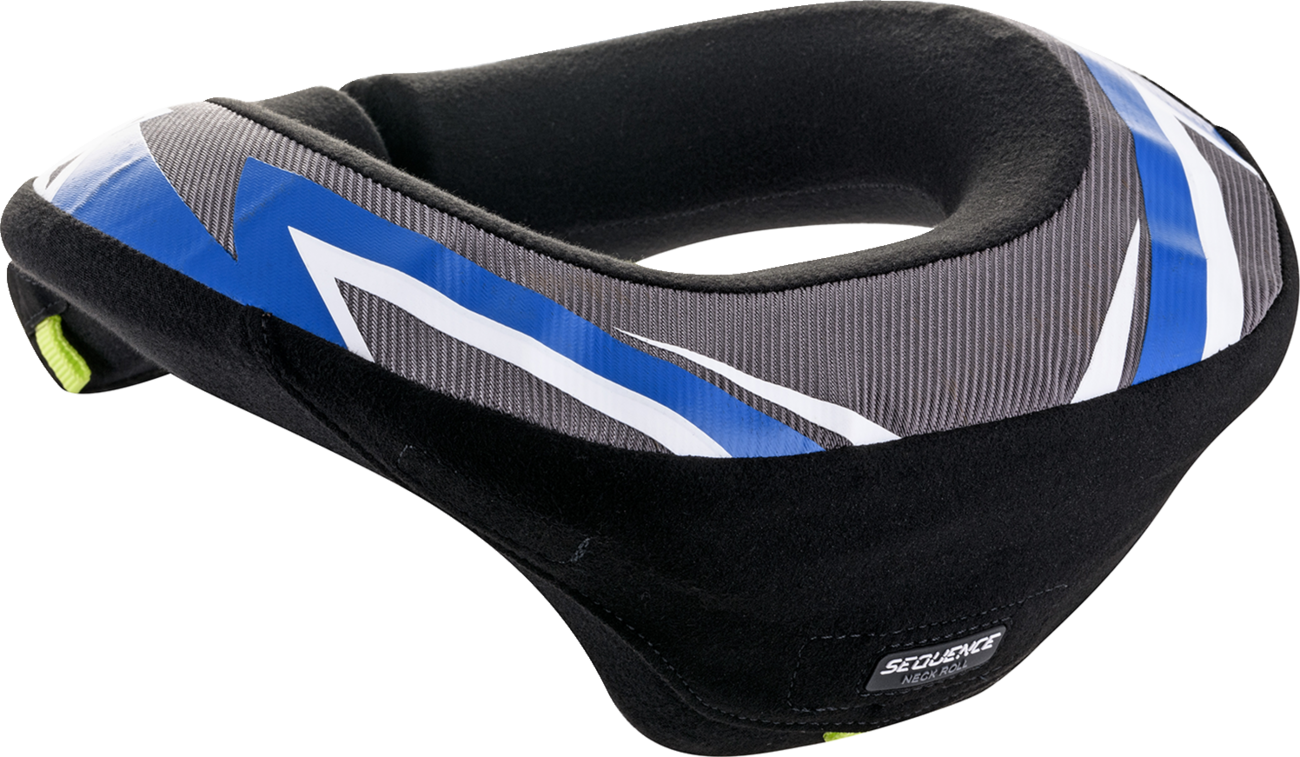 Alpinestars Youth Sequence Neck Roll helmet parts in black, anthracite, and blue, size S/M, for motorcycle helmets.
