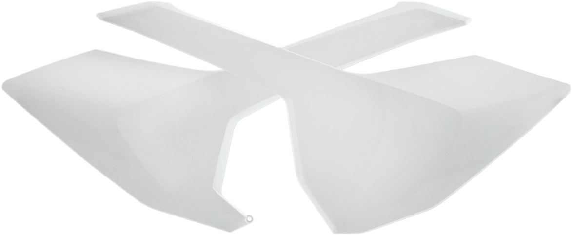 White Acerbis side panels for motorcycle body, featuring sleek design and brand logo, designed for easy installation.