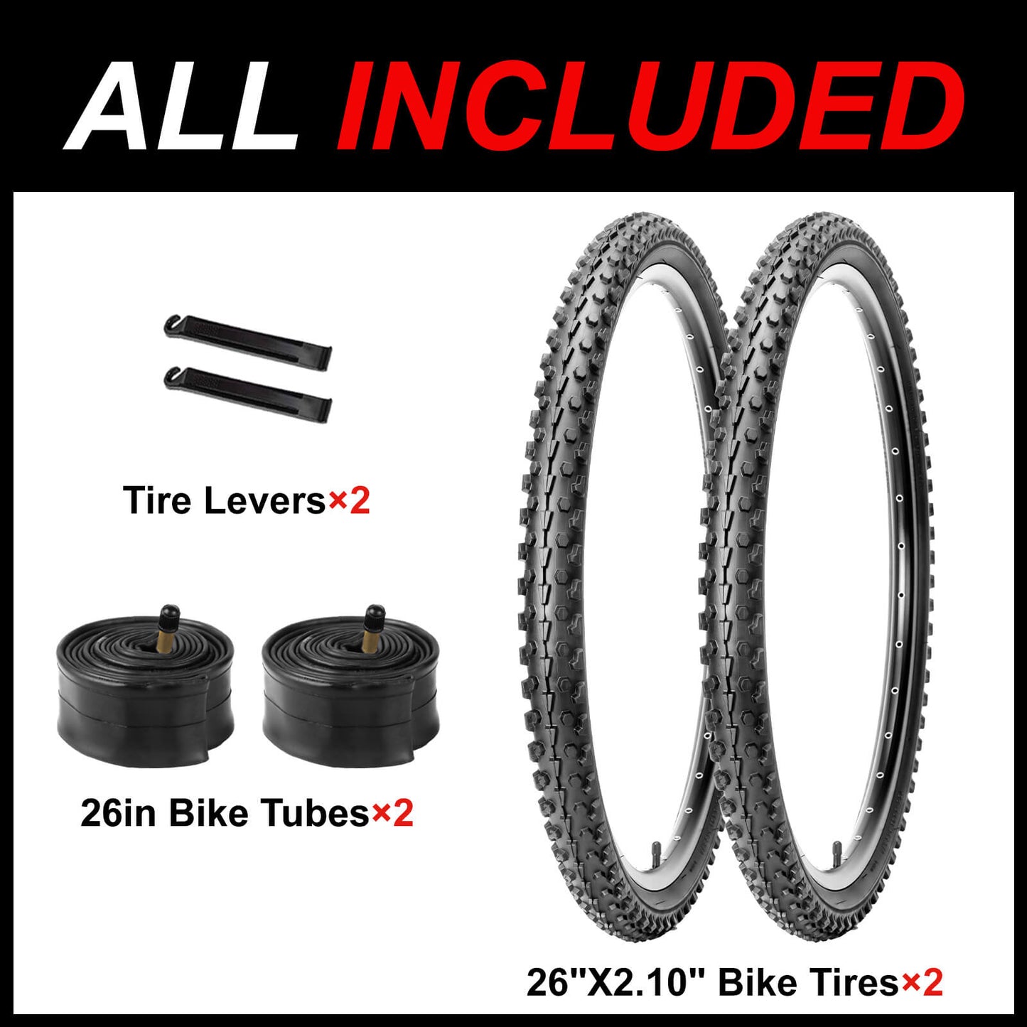 Hycline 26-inch mountain bike tire, Siege Rim 2.1-inch width, rugged tread pattern suitable for off-road cycling.
