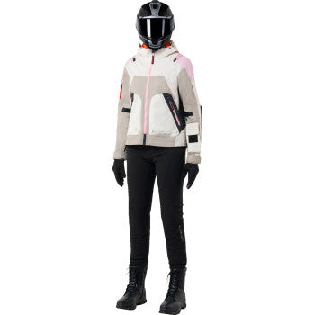 Alpinestars Stella Molly Air Jacket in sand, pink, and almond color, small size, featuring lightweight motorcycle jacket design.