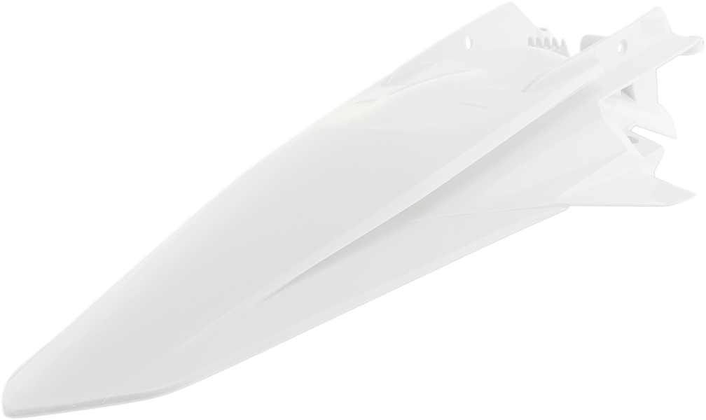 White ACERBIS rear fender for motorcycles, designed as a durable body part, shown on a clean background.