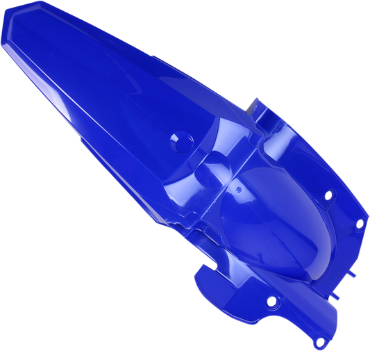 Blue ACERBIS rear fender for motorcycle, showing the durable body and vibrant color with mounting details.