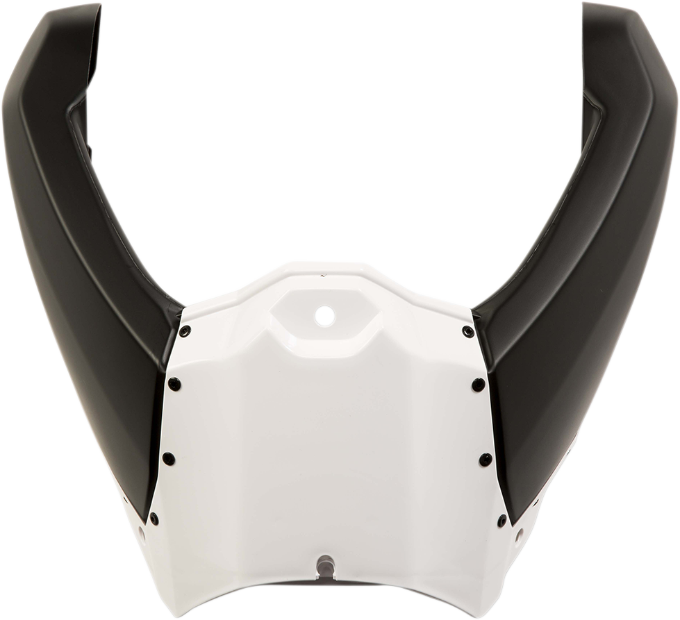 White and black Acerbis radiator shrouds upper body panel for motorcycle, featuring sleek design and durable construction.