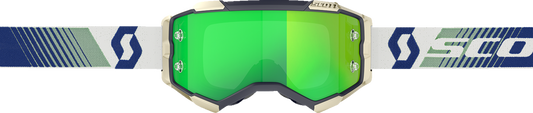 Bill's Exhausts SCOTT Fury Goggle in blue and green, featuring adjustable straps and clear lens for outdoor activities.