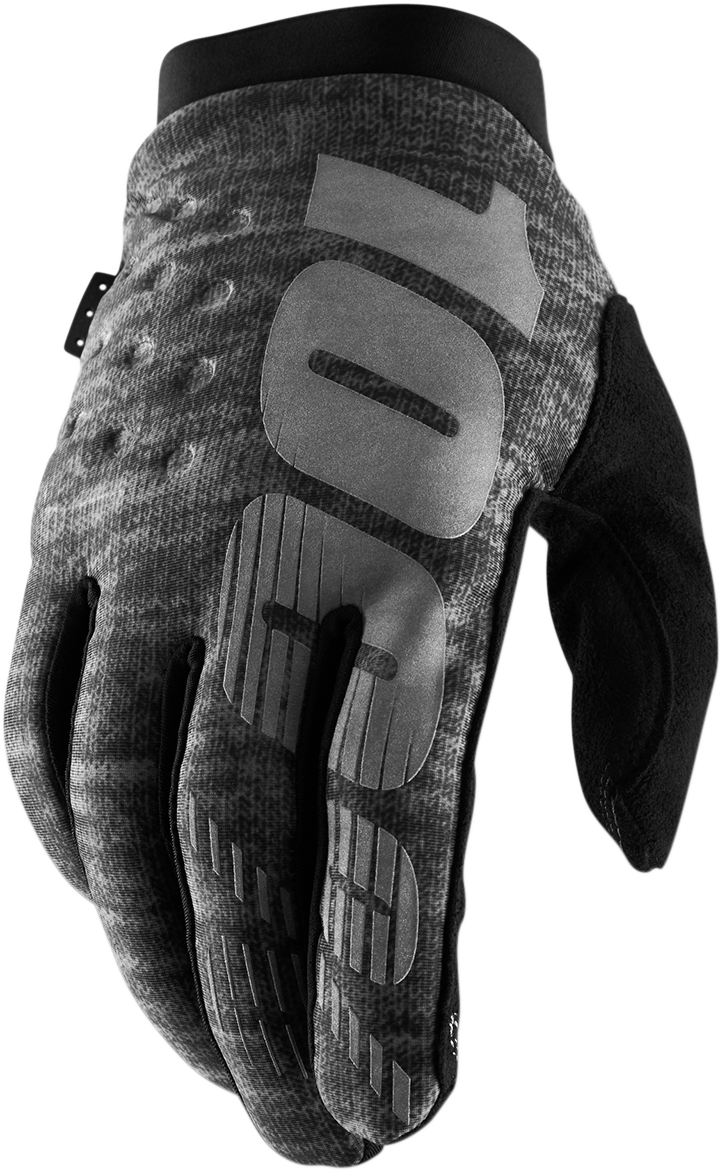 Bill's Exhausts 100% Brisker Heather Gray gloves in XL size, showing textured fabric and snug fit for cold weather.