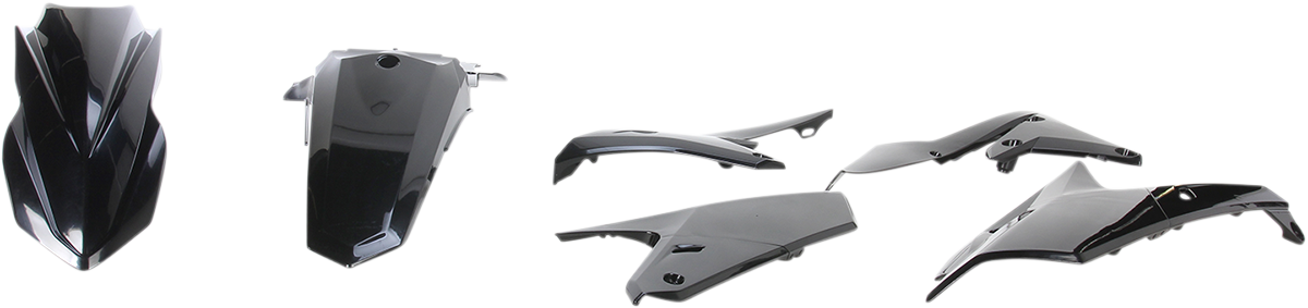 A black Acerbis standard replacement body kit for motorcycles, featuring sleek body panels designed for durability and style.