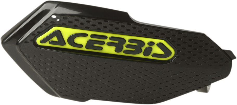 Acerbis black and yellow X-Elite motorcycle handguards mounted on a bike, designed for protection and durability.