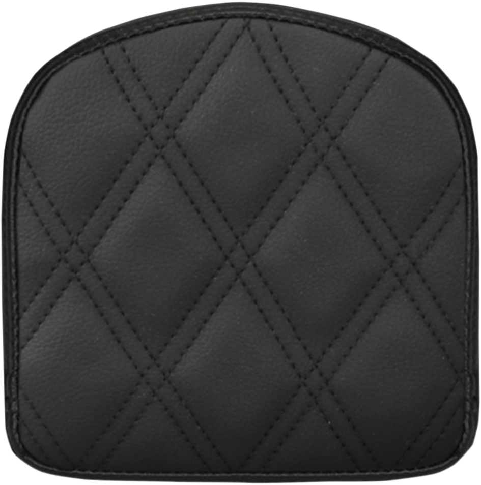 Black SADDLEMEN Sissy Bar Pad with lattice stitching, designed for motorcycle seats, featuring the Bill's Exhausts branding.